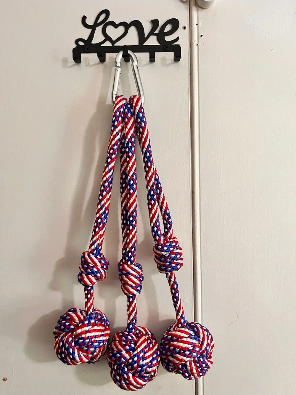 Handcrafted in the US: Patriotic Monkey’s Fist Dog Toy – Heavy Duty & Durable